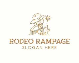 Woman Rodeo Cowgirl logo design