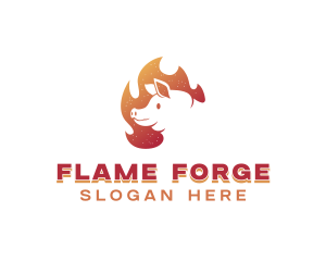 Flaming Pig Barbeque logo design