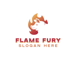 Flaming Pig Barbeque logo design