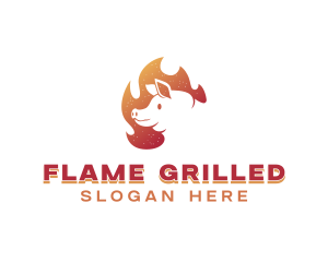 Flaming Pig Barbeque logo design