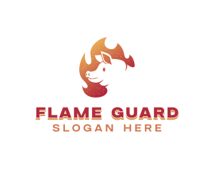 Flaming Pig Barbeque logo design