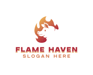 Flaming Pig Barbeque logo design