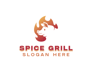 Flaming Pig Barbeque logo design