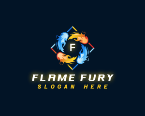 Fire Water HVAC logo design