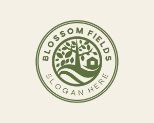 Tree Field Landscape logo design