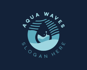 Water Wave Droplet logo design