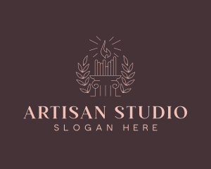 Artisanal Column Candle logo design