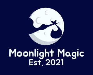 Moonlight Moon Stork Bird logo design