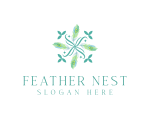 Ornament Peacock Feather logo design