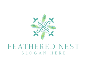 Ornament Peacock Feather logo design