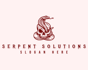 Skull Snake Cobra logo design