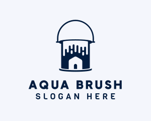 Blue Home Paint Bucket logo design