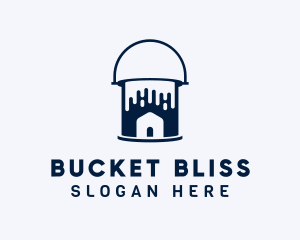 Blue Home Paint Bucket logo design