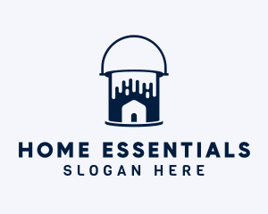 Blue Home Paint Bucket logo design