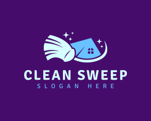 Housekeeper Cleaning Broom logo design