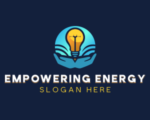 Solar Light Bulb Hands logo design