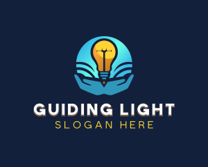 Solar Light Bulb Hands logo design