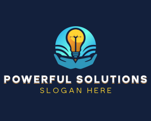 Solar Light Bulb Hands logo design