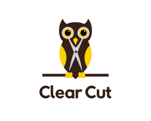 Owl Scissors Barber logo design