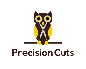 Owl Scissors Barber logo design