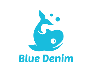 Blue Bubble Whale logo design