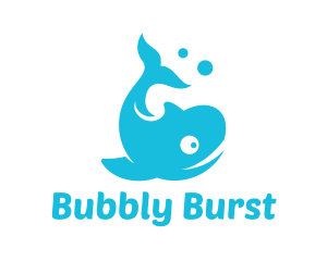 Blue Bubble Whale logo design