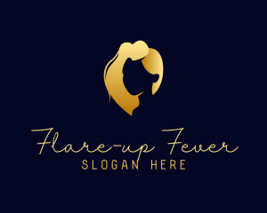 Gold Feminine Hair Salon logo design