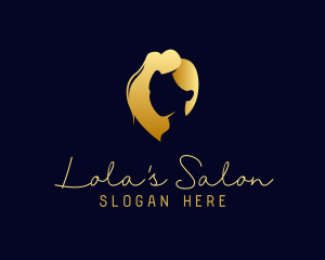 Gold Feminine Hair Salon logo design