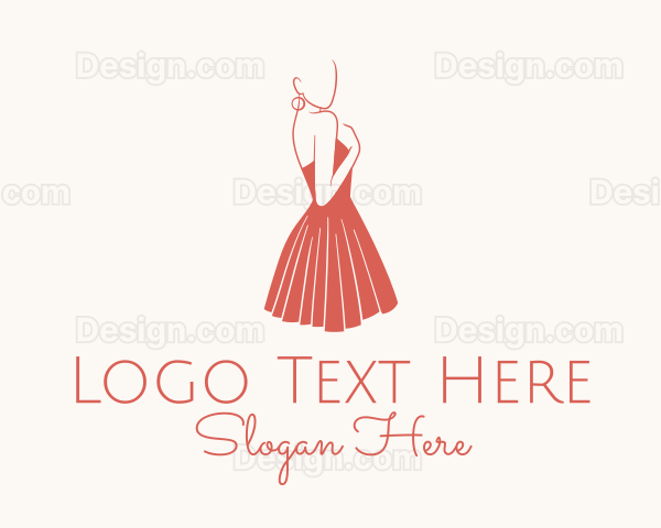 Lady Red Dress Fashion Logo