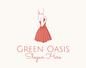 Lady Red Dress Fashion  logo design