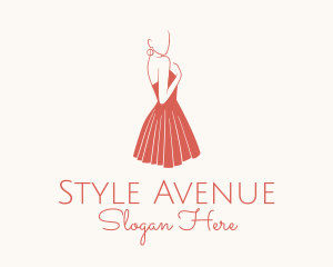 Lady Red Dress Fashion  logo design