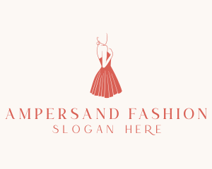 Lady Red Dress Fashion  logo design