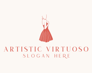 Lady Red Dress Fashion  logo design