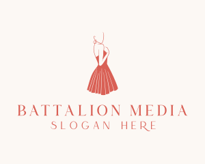 Lady Red Dress Fashion  logo design