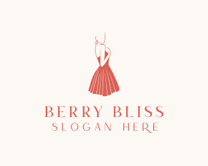 Lady Red Dress Fashion  logo design