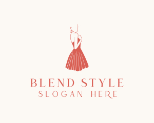 Lady Red Dress Fashion  logo design