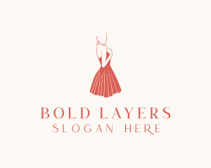 Lady Red Dress Fashion  logo design