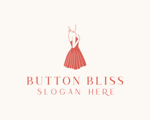 Lady Red Dress Fashion  logo design