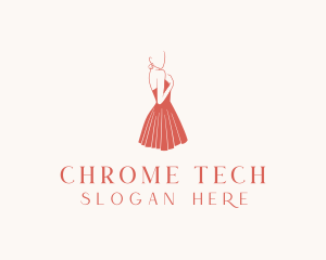 Lady Red Dress Fashion  logo design