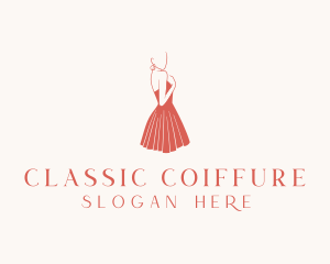 Lady Red Dress Fashion  logo design