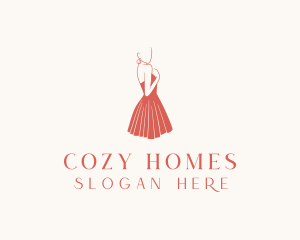 Lady Red Dress Fashion  logo design