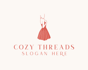 Lady Red Dress Fashion  logo design