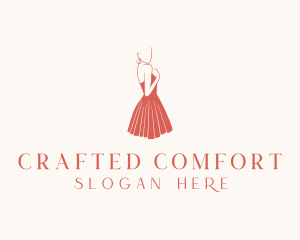 Lady Red Dress Fashion  logo design