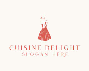 Lady Red Dress Fashion  logo design