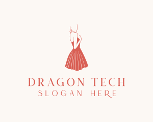 Lady Red Dress Fashion  logo design