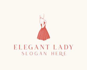 Lady Red Dress Fashion  logo design