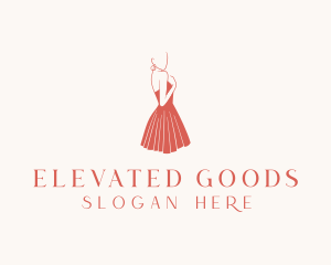 Lady Red Dress Fashion  logo design