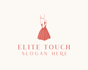 Lady Red Dress Fashion  logo design