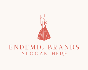 Lady Red Dress Fashion  logo design