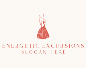 Lady Red Dress Fashion  logo design